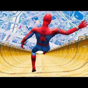 GTA 5 Spiderman vs MEGA RAMP 6 ( Spider-Man Jumps with Cars, Bikes )