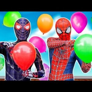TEAM SPIDER-MAN in REAL LIFE|| KID SPIDER MAN Vs Popping Balloons & Special Gift (LIVE ACTION STORY)