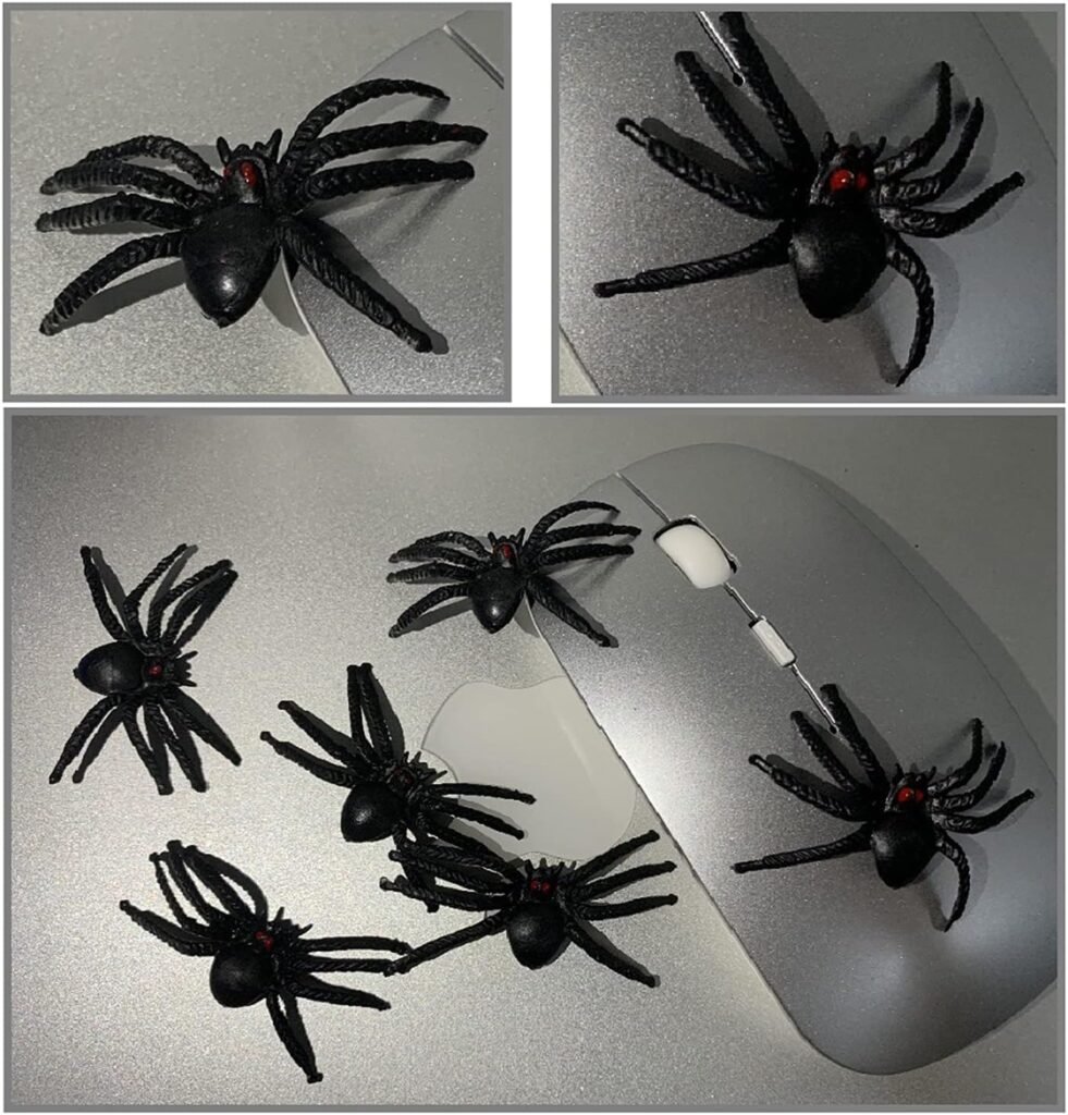 JIALWEN 50PCS Realistic Halloween Plastic Spiders Small Size Black Spiders Toys Fake Spiders Prank Props for Halloween Party Decorations