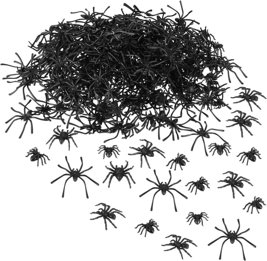 240 Pcs Realistic Plastic Spider Halloween Spiders Toys Prank Props Funny Fake Spider Mini Scary Halloween Party Decoration (Vivid Style, Black)
