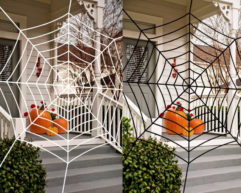 Amazon.com : MyoGrip Halloween Decorations 2 Pack Halloween Giant Spider Web Decoration Set, 9Ft Round Spider Web for Halloween Indoor and Outdoor Decorations Party Supplies(1 White and 1 Black) : Patio, Lawn  Garden