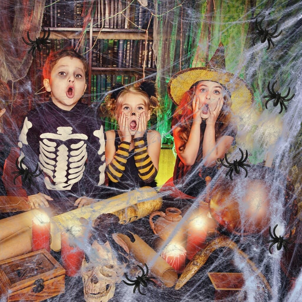 AOSTAR Halloween Stretch Spider Webs Indoor  Outdoor Spooky Spider Webbing with 50 Fake Spiders for Halloween Decorations