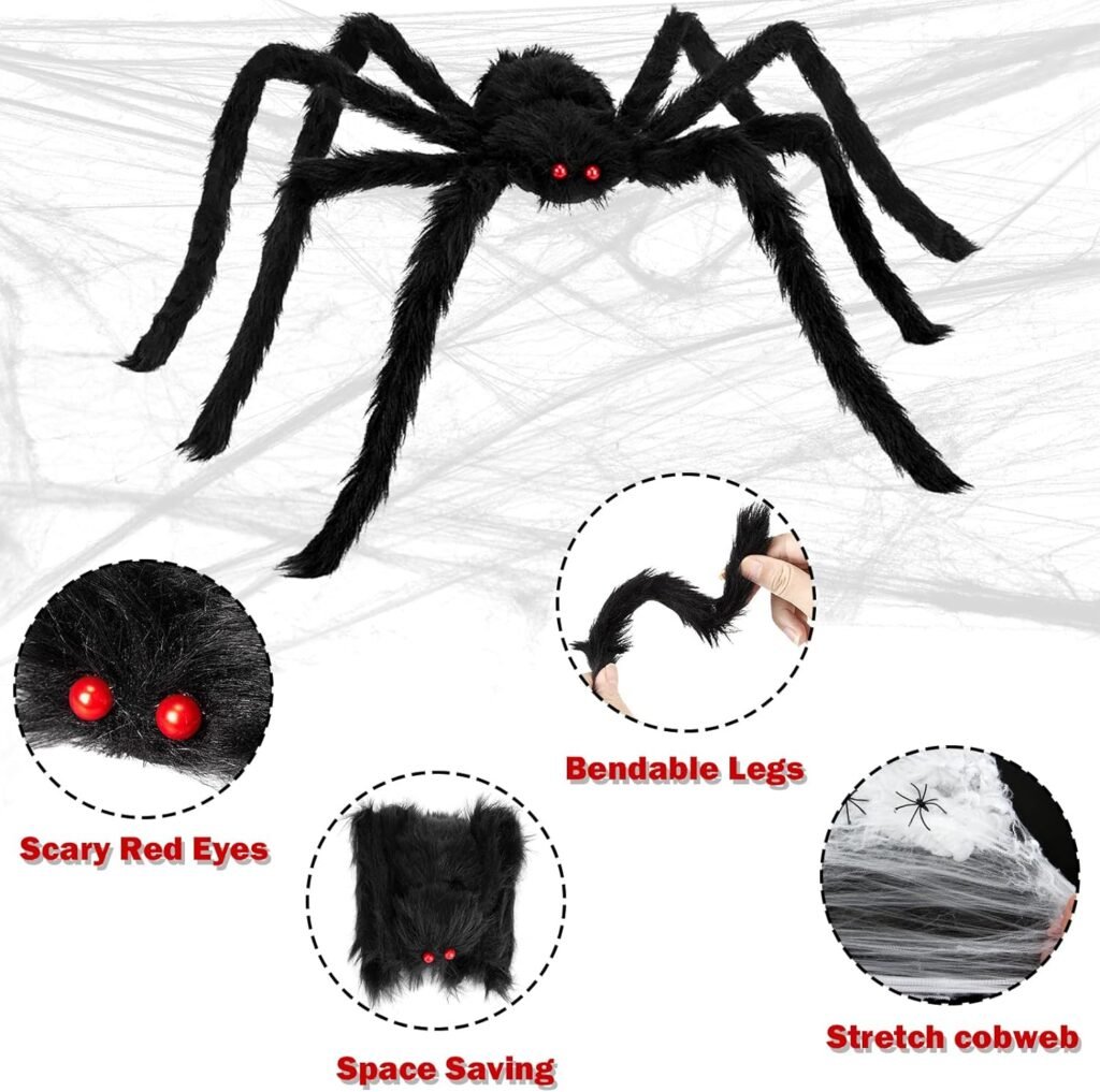 Colovis Halloween Spider Decorations, 10 PCS Assorted Sizes Spiders Outdoor Halloween Decorations Realistic Large Hairy Scary Spider Props for Indoor, Home, Yard, Party Decor