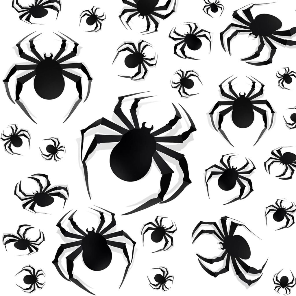 Halloween Home Decorations, 60 PCS 3D Large Spider, Realistic PVC Spider Stickers for Halloween Eve Party Supplies, DIY Scary Room Wall and Window Decor : Home  Kitchen