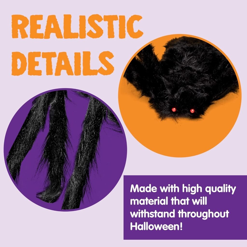 Halloween Realistic Hairy Spiders Set (6 Pack), Halloween Spider Props, Scary Spiders with Different Sizes for Indoor and Outdoor Decorations (35, 30, 24 17.5, 12, 12)