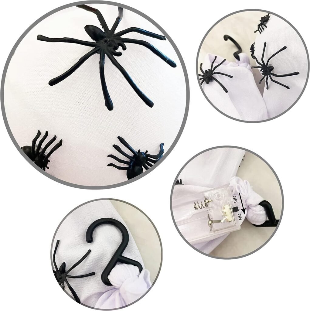 Kiddokids Premade 4 Halloween Decoration Light-up Spider Hanging Egg Sacs (20) for Sacks Props Indoor  Outdoor Decorations (No Assembly Needed)