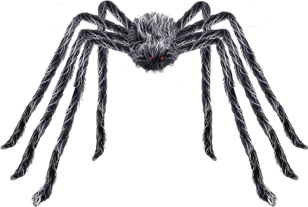 Angelhood Halloween Decorations Giant Spider 6.6ft,Realistic Large Hairy Spider Scary Furry Spider Props for Indoor Outdoor Yard Party Halloween Decor