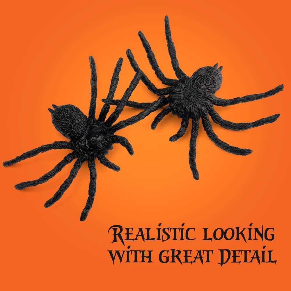 Coogam 48PCS Halloween Spiders Bats Party Favor Decorations Set of 24 Realistic Spiders and 24 Plastic Bats, Small Size Hallowmas Prank Props Supplies Kid Gift Joke Toy Home Decor