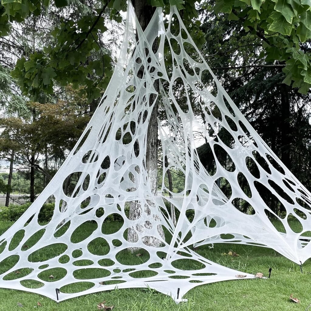 DULEFUN Halloween Spider Web Decorations 13.5ft Giant Stretchy Beef Netting Spider Web for Halloween Outdoor Indoor Yard Party Haunted House Garden Lawn Decor