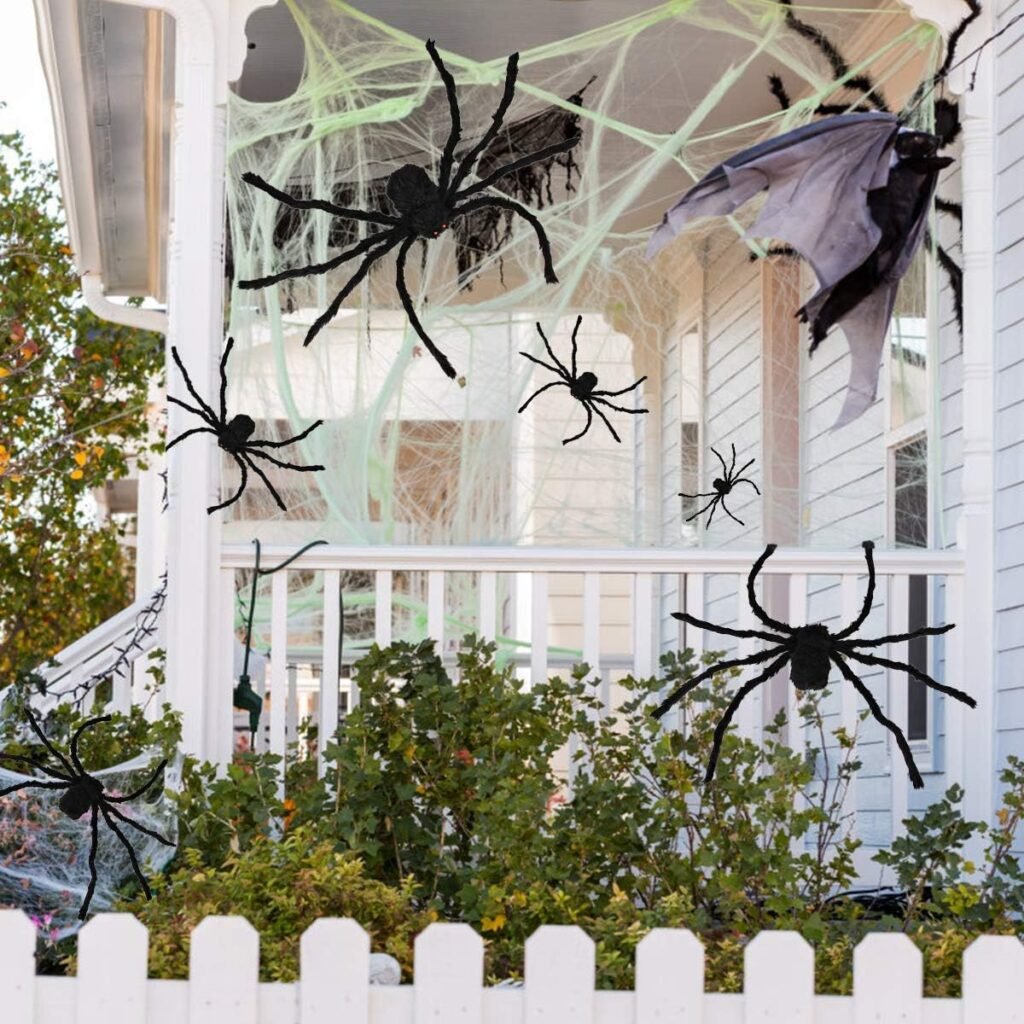 Dreampark Halloween Spider Decorations, 6 Pcs Realistic Hairy Spiders Set, Scary Spider Props for Indoor, Outdoor and Yard Creepy Decor (6 Different Sizes)