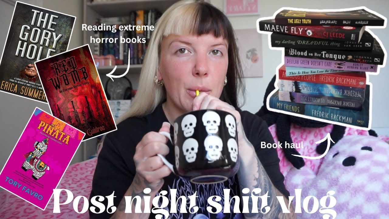 Post night shift vlog 😴 book haul & reading extreme horror books